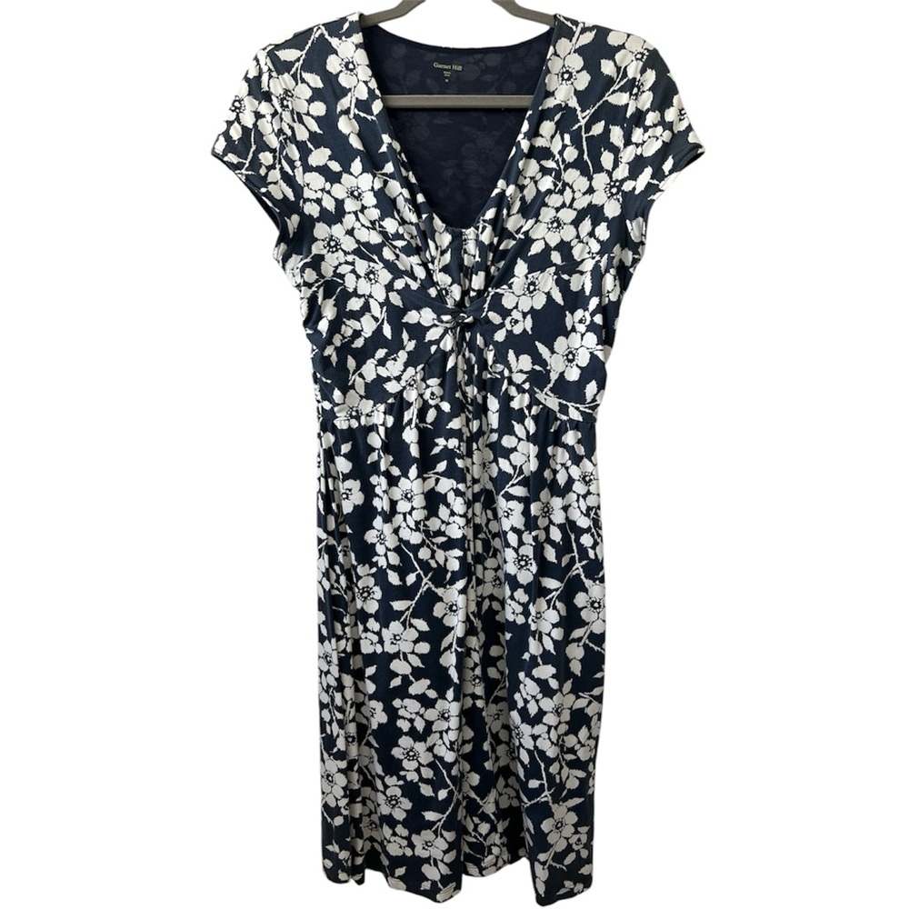 Garnet Hill Floral Print Dress in Navy and White, size 6